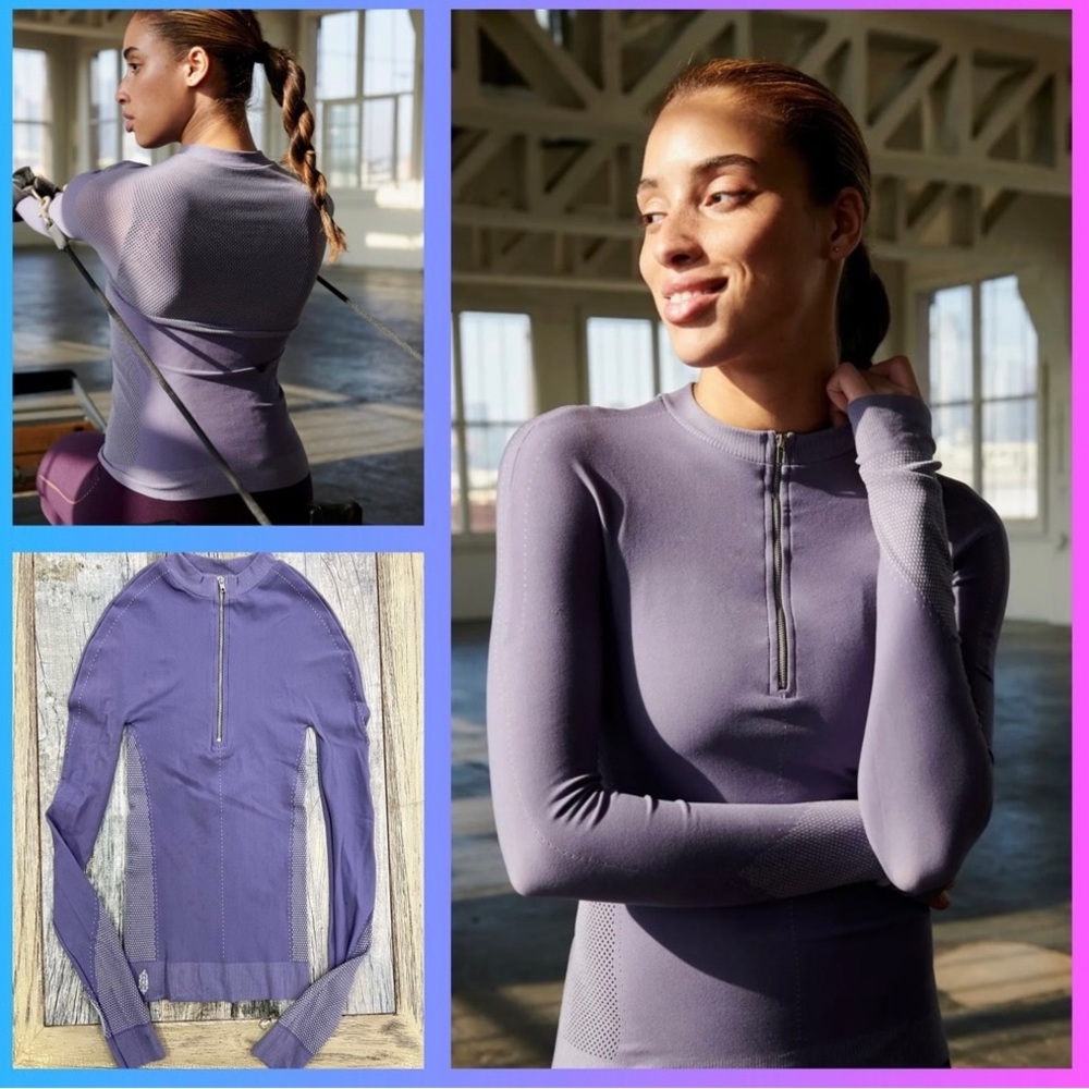 💜NWOT FREE PEOPLE HONEYCOMB SEAMLESS LOMG SLEEVE TOP
